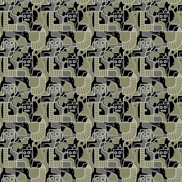 Robotsuz desenli sanat, çizgi film tarzı, arka plan tasarımı, eşsiz, el çizimi, baskı, sanat