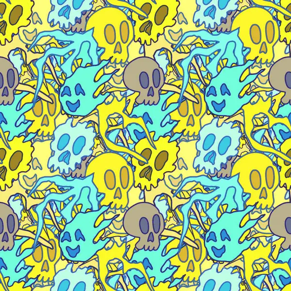 El çizimi kafatası arka plan sanatı, hip-hop tasarımı, kaykay tasarımı, şehir tarzı, tişört tasarımı, desen tasarımı, baskı, sanat.