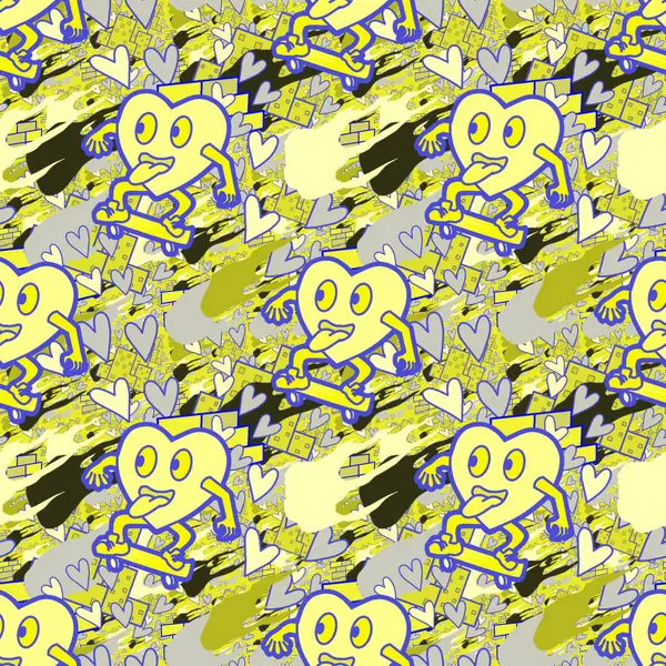 Çılgın bir fikir. Heart kaykay oynuyor. Sevgililer Günü fikri için iyi. Hip-hop geçmişi, şehir tarzı, tişört tasarımı, baskı, sanat..