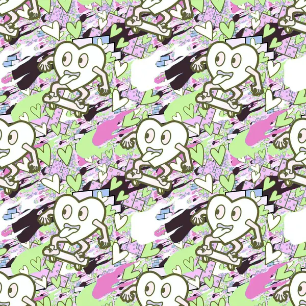 Çılgın bir fikir. Heart kaykay oynuyor. Sevgililer Günü fikri için iyi. Hip-hop geçmişi, şehir tarzı, tişört tasarımı, baskı, sanat..