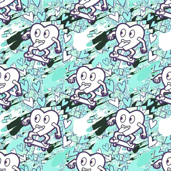 Çılgın bir fikir. Heart kaykay oynuyor. Sevgililer Günü fikri için iyi. Hip-hop geçmişi, şehir tarzı, tişört tasarımı, baskı, sanat..