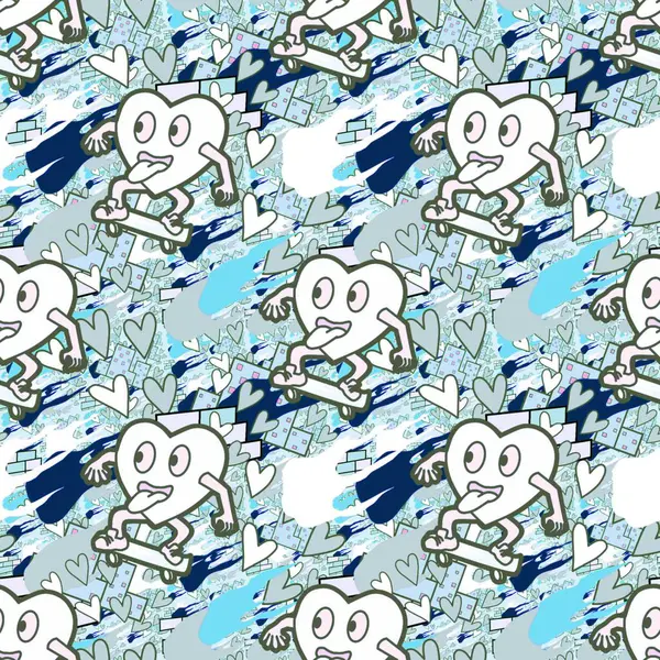 Çılgın bir fikir. Heart kaykay oynuyor. Sevgililer Günü fikri için iyi. Hip-hop geçmişi, şehir tarzı, tişört tasarımı, baskı, sanat..