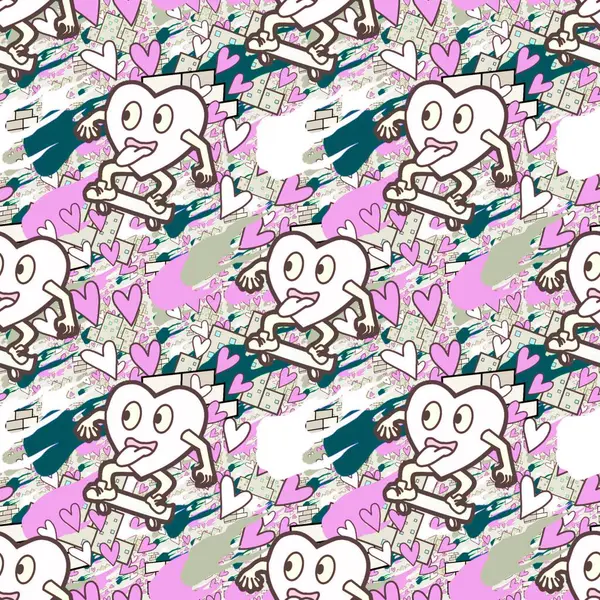 Çılgın bir fikir. Heart kaykay oynuyor. Sevgililer Günü fikri için iyi. Hip-hop geçmişi, şehir tarzı, tişört tasarımı, baskı, sanat..