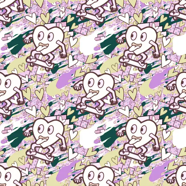 Çılgın bir fikir. Heart kaykay oynuyor. Sevgililer Günü fikri için iyi. Hip-hop geçmişi, şehir tarzı, tişört tasarımı, baskı, sanat..