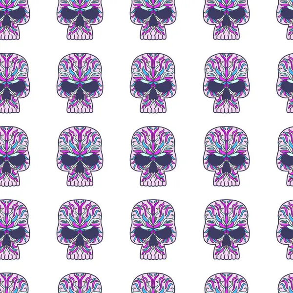 Hand drawn skull seamless pattern, repeat pattern, background design, wallpaper, wrapping, print, art.