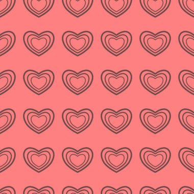 Sevgililer Günü için kusursuz kalp deseni ya da Anneler Günü kutlamaları, arka plan tasarımı, karalamalar, baskı, sanat.