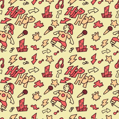 Hip-hop tekrarlı çizim arka plan grafikleri, müzik veya gençlik yaşam tarzı için uygundur