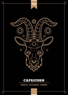 Oğlak burcu için modern zodyak çizimi. Vektör illüstrasyonu.