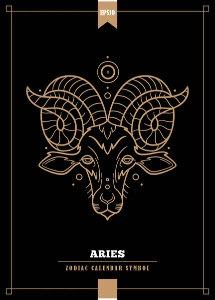 Outlined Modern Zodiacal Illustration Aries Sign Vector Illustration — Stock Vector