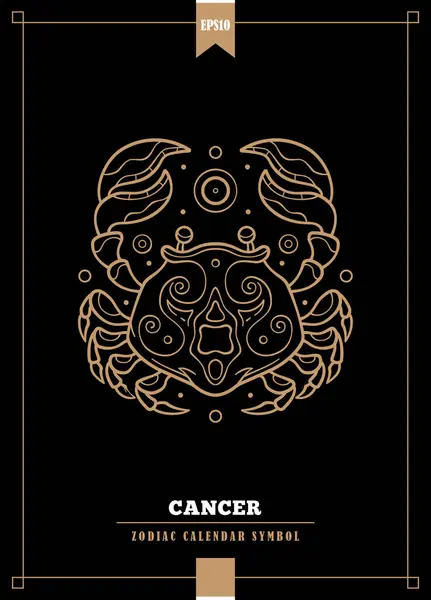 Outlined Modern Zodiacal Illustration Cancer Sign Vector Illustration — Stock Vector