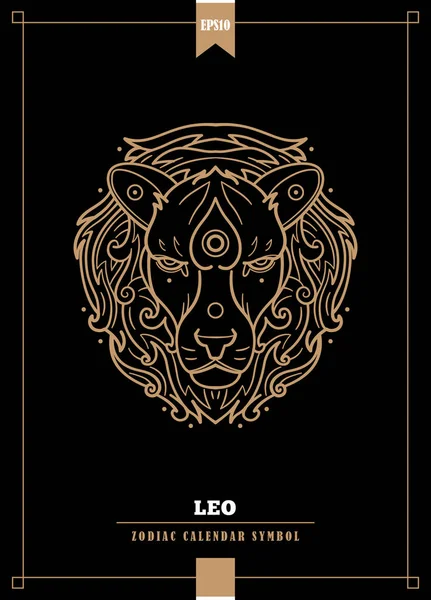 Outlined Modern Zodiacal Illustration Leo Sign Vector Illustration — Stock Vector