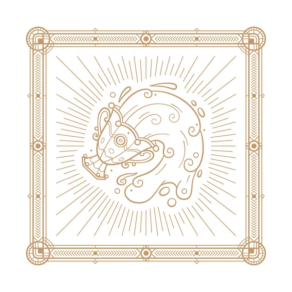 Zodiac Merkki Astrologia Symboli Elementti Ääriviivat Vektori Kuva Kuparin Väri — vektorikuva