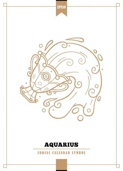 Outlined Modern Zodiacal Illustration Aquarius Sign Vector Illustration — Stock Vector