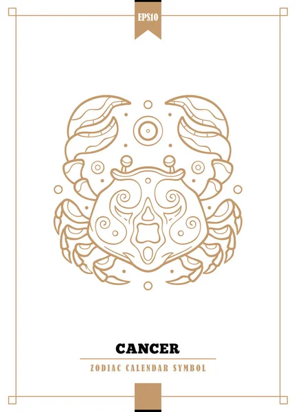 がんサインのための近代的な黄道帯のイラストを概説しました ベクトルイラスト — ストックベクタ