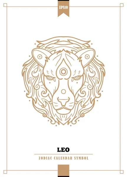 Очерченные Современные Зодиакальные Иллюстрации Знака Льва Векторная Иллюстрация — стоковый вектор