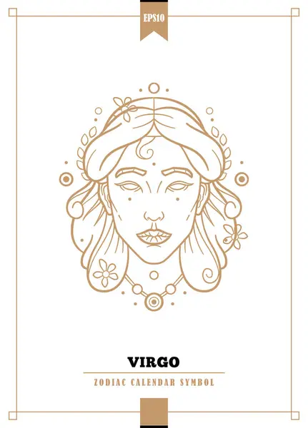 Virgoサインのための近代的な黄道帯のイラストを概説しました ベクトルイラスト — ストックベクタ