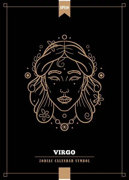 Illustrazione Zodiacale Moderna Delineata Segno Della Vergine Illustrazione Vettoriale Illustrazione Stock