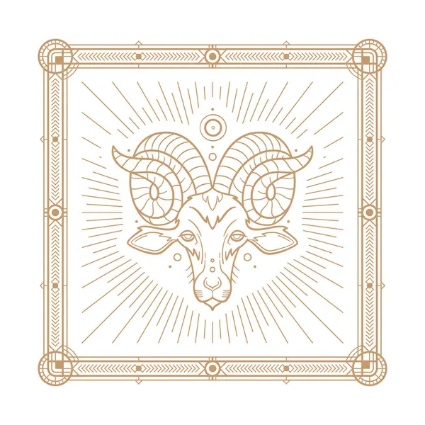 Znak Zodiaku Symbol Astrologii Element Zarys Wektor Ilustracja Miedź Kolor Ilustracja Stockowa