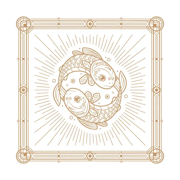 Zodiac Tecken Och Astrologi Symbol Element Disposition Vektor Illustration Koppar Royaltyfria illustrationer