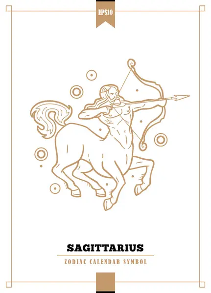 Sagittarius 기호에 현대적인 조디아칼 그림을 설명했다 일러스트 로열티 프리 스톡 벡터