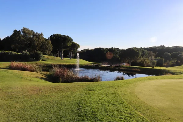 stock image Pond on a golf course in Algarve, Portugal on a sunny winter day.