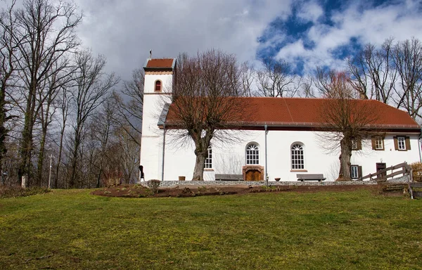 Winnweiler Німеччина Березня 2021 Кройцкапельська Церква Пагорбі Похмурий Зимовий День — стокове фото