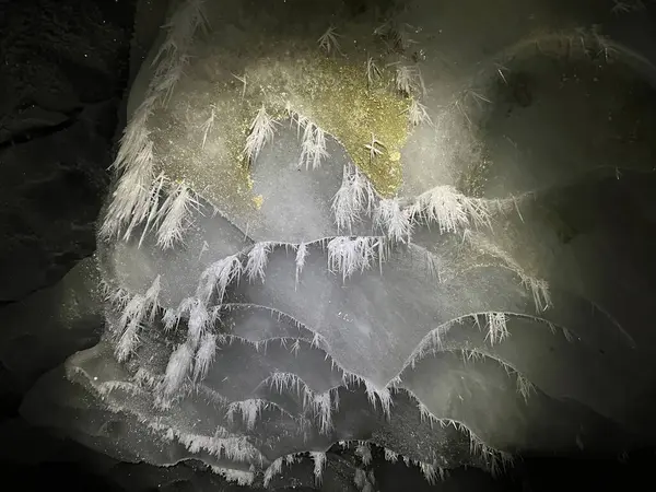 Alaska 'da bir kış günü Castner Mağarası' nın tavanında buz asılı.. 