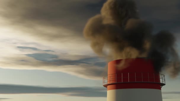 Industriële Emissies Zwarte Rook Stijgt Uit Fabrieksschoorsteen Milieuvervuilingsconcept Video — Stockvideo