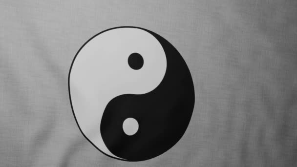 Yin Yang Symbool Vlag Zwaaien — Stockvideo