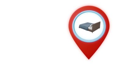coğrafi harita nokta GPS konum etiketi ile beyaz arkaplan üzerinde otel yatak simgesi.