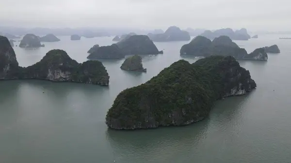 stock image Ha Long Bay, Vietnam - November 26, 2022: Aerial View of The Ha Long Bay