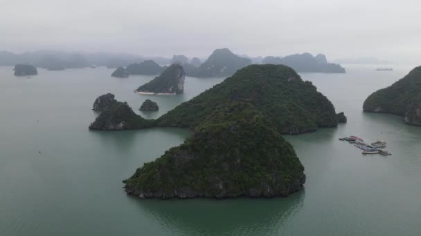 Залив Халонг Вьетнам Ноября 2022 Года Вид Воздуха Залив Халонг — стоковое видео