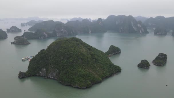 Залив Халонг Вьетнам Ноября 2022 Года Вид Воздуха Залив Халонг — стоковое видео