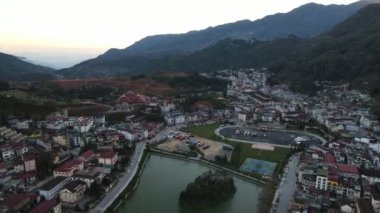Sa Pa, Vietnam - 29 Kasım 2022: Sa Pa 'nın Tarihi Binalar ve Turist Çekim alanları