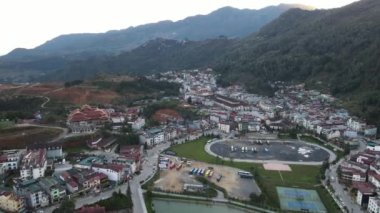 Sa Pa, Vietnam - 29 Kasım 2022: Sa Pa 'nın Tarihi Binalar ve Turist Çekim alanları
