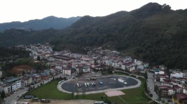 Sa Pa, Vietnam - 29 Kasım 2022: Sa Pa 'nın Tarihi Binalar ve Turist Çekim alanları
