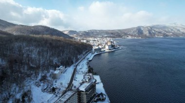 Hokkaido, Japonya - 15 Aralık 2022: Toya Gölü Kış Mevsimi