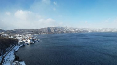 Hokkaido, Japonya - 15 Aralık 2022: Toya Gölü Kış Mevsimi