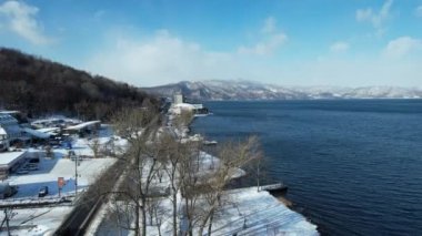 Hokkaido, Japonya - 15 Aralık 2022: Toya Gölü Kış Mevsimi