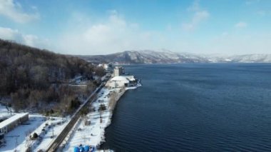 Hokkaido, Japonya - 15 Aralık 2022: Toya Gölü Kış Mevsimi