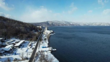 Hokkaido, Japonya - 15 Aralık 2022: Toya Gölü Kış Mevsimi
