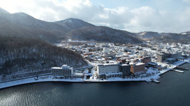 Hokkaido, Japonya - 15 Aralık 2022: Toya Gölü Kış Mevsimi
