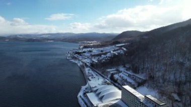 Hokkaido, Japonya - 15 Aralık 2022: Toya Gölü Kış Mevsimi