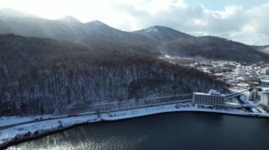 Hokkaido, Japonya - 15 Aralık 2022: Toya Gölü Kış Mevsimi