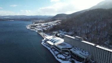 Hokkaido, Japonya - 15 Aralık 2022: Toya Gölü Kış Mevsimi