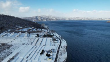 Hokkaido, Japonya - 15 Aralık 2022: Toya Gölü Kış Mevsimi