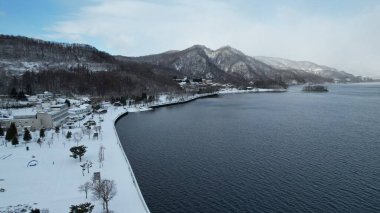 Hokkaido, Japonya - 15 Aralık 2022: Toya Gölü Kış Mevsimi