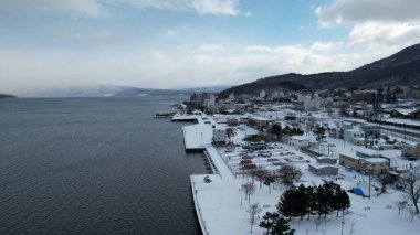 Hokkaido, Japonya - 15 Aralık 2022: Toya Gölü Kış Mevsimi