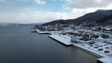 Hokkaido, Japonya - 15 Aralık 2022: Toya Gölü Kış Mevsimi