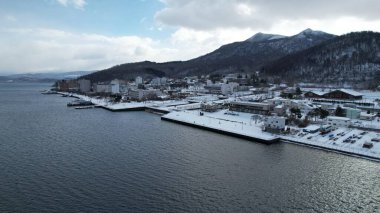 Hokkaido, Japonya - 15 Aralık 2022: Toya Gölü Kış Mevsimi